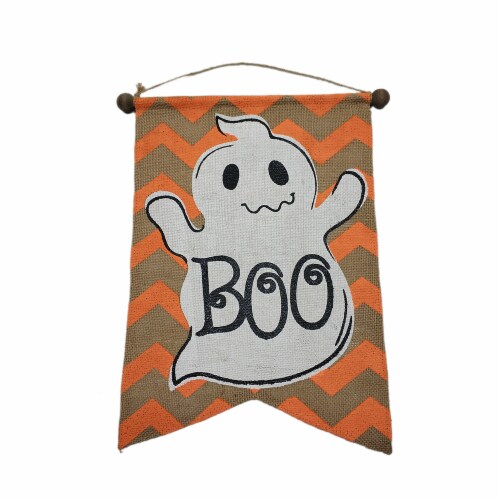 Holiday Home Ghost Burlap Sign Perspective: front