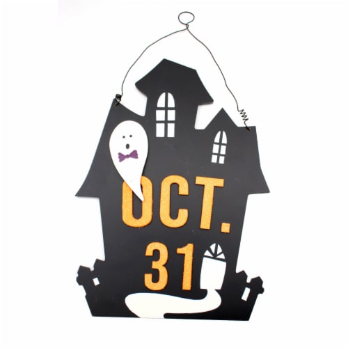 Holiday Home Oct 31 House Wall Sign - Black Perspective: front