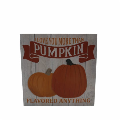Holiday Home Love Your More Than Pumpkin Block Sign - Orange Perspective: front