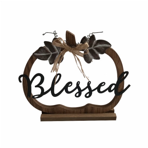 Holiday Home Blessed Wood and Iron Pumpkin - Brown Perspective: front