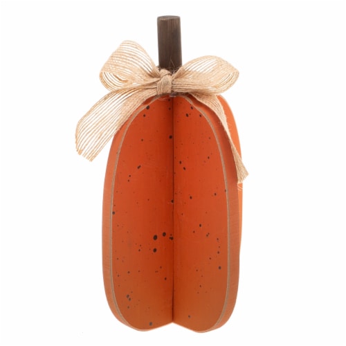 Holiday Home Mini Wood Pumpkin with Bow - Assorted Perspective: front