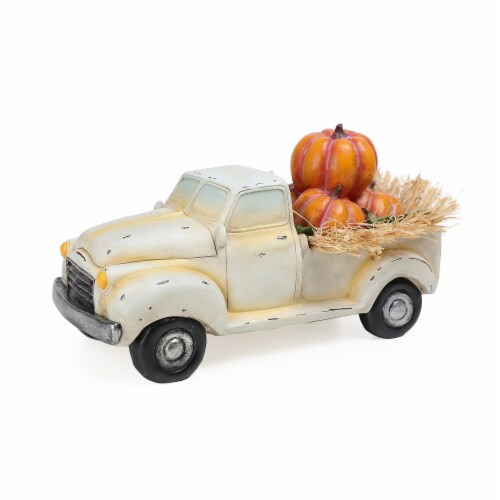 Holiday Home® Truck with Pumpkins Decor - Ivory/Orange Perspective: front