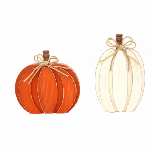 Holiday Home Wood Pumpkin Sign with Bow - Assorted Perspective: front