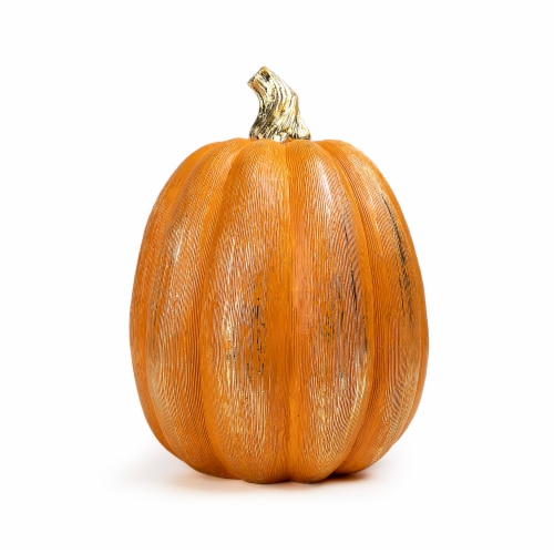Holiday Home Pumpkin with Gold Wash - Orange Perspective: front