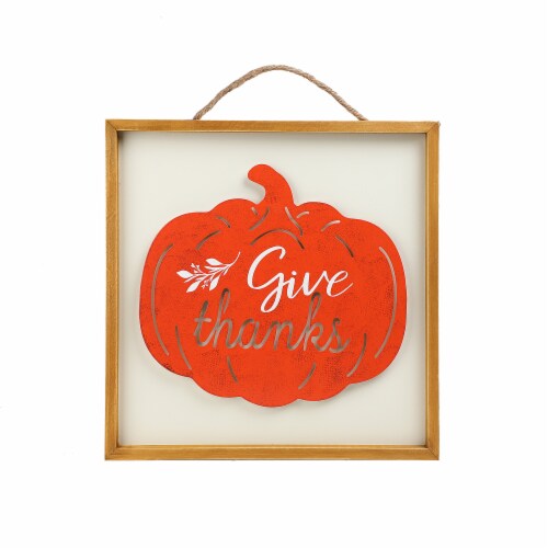 Holiday Home® Metal Pumpkin Give Thanks Wall Sign Decor Perspective: front