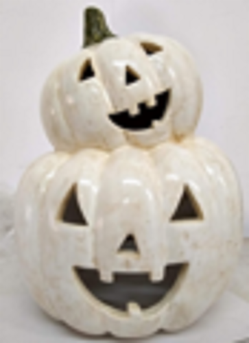 Holiday Home® Double Stack Pumpkin Luminary - White Perspective: front