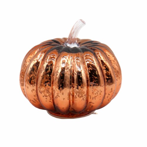 Holiday Home LED Glass Pumpkin - Harvest Orange Perspective: front