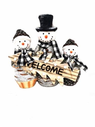 Holiday Home LED Snowman Family Perspective: front