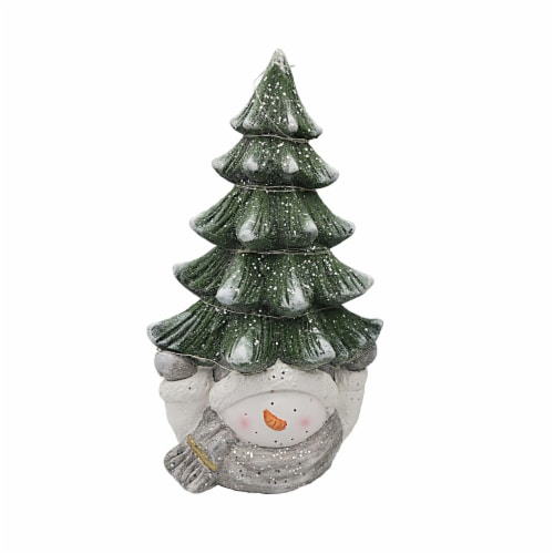 Holiday Home LED Snowman with Tree Figure Perspective: front