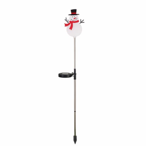 Holiday Home Solar Snowman Yard Stake - White Perspective: front