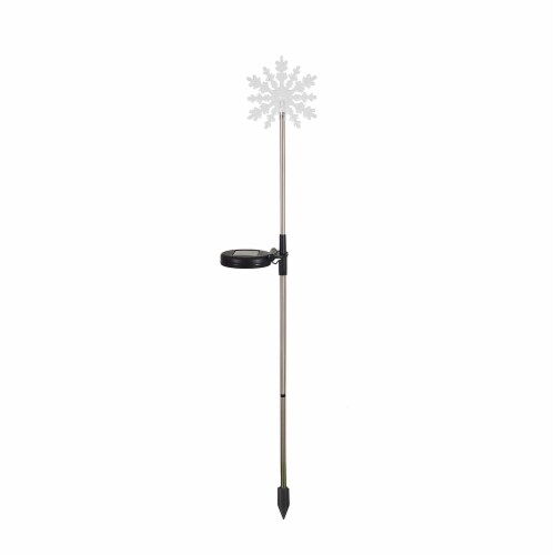 Holiday Home Solar Acrylic Snowflake Stake - White Perspective: front