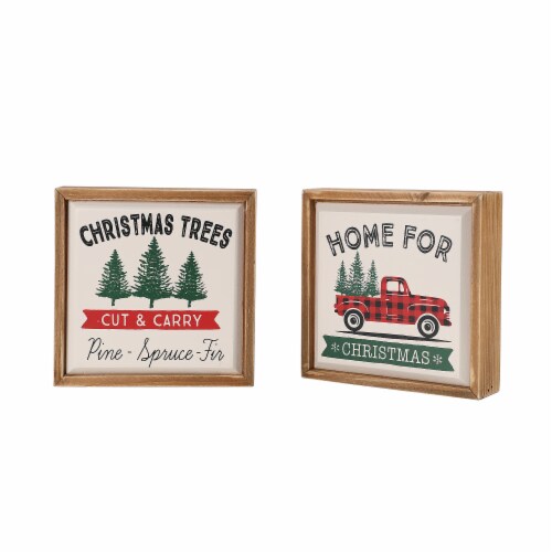 Holiday Home Christmas Trees Block Sign - Assorted Perspective: front