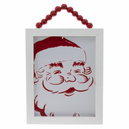 Holiday Home Santa Wall Sign - White/Red Perspective: front
