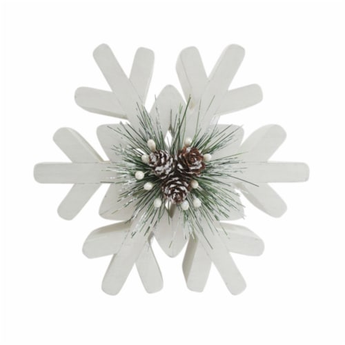 Holiday Home Wood Snowflake Decor - White Perspective: front