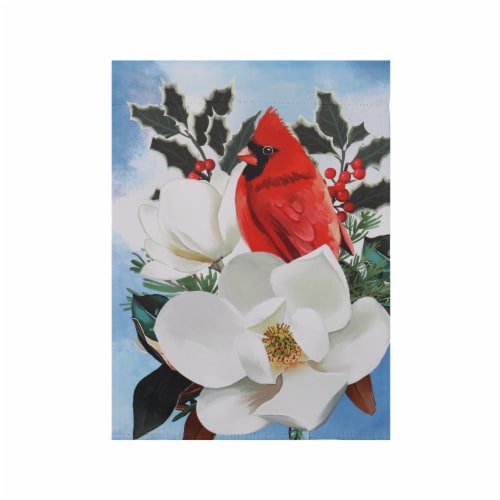 Holiday Home Cardinal Magnolia Flag Perspective: front
