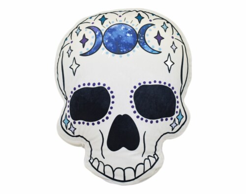 HD Designs Holiday Skull Decor Pillow - White Perspective: front