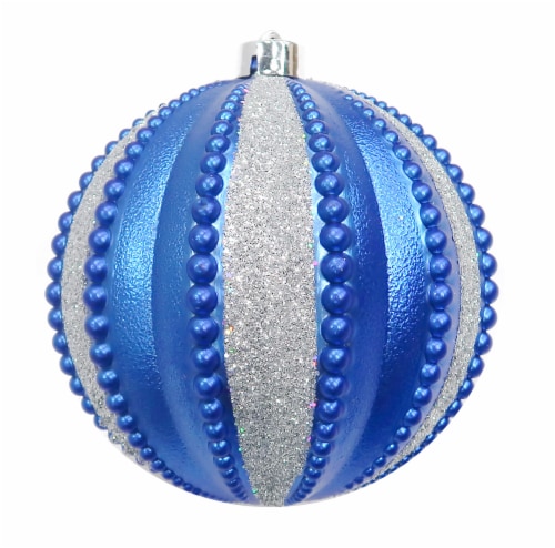 Holiday Home Shatterproof Glitter Ornament - Blue / Silver Perspective: front