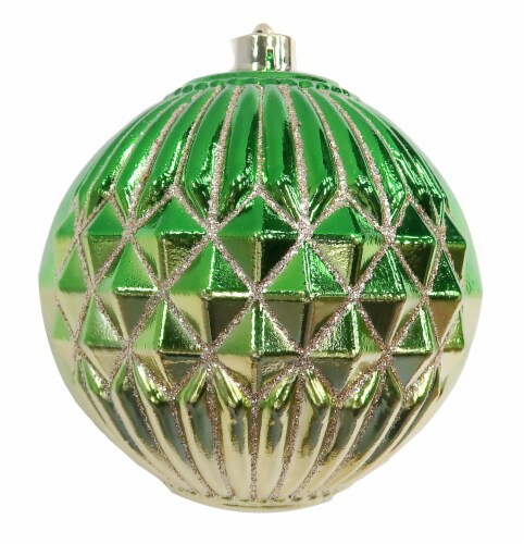Holiday Home Shatterproof Glitter Ornament - Green / Gold Perspective: front