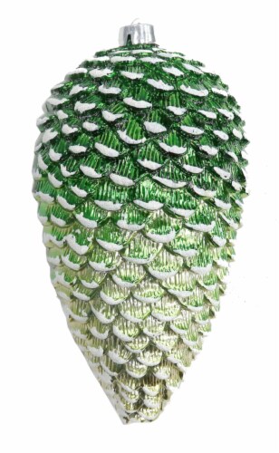 Holiday Home Shatterproof Pinecone Ornament - Green/Lime Green Perspective: front