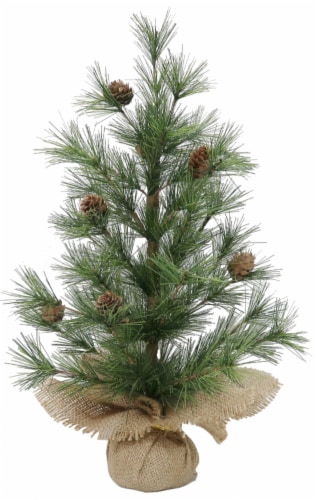 Holiday Home Mini Tree with Burlap Perspective: front