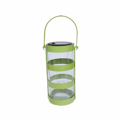 The Joy of Gardening Glass & Metal Lantern - Green Perspective: front