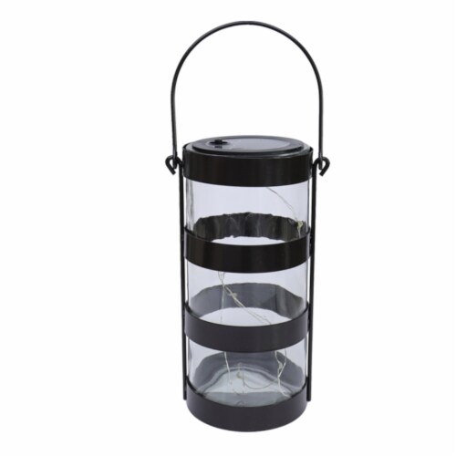 The Joy of Gardening Glass & Metal Lantern - Black Perspective: front