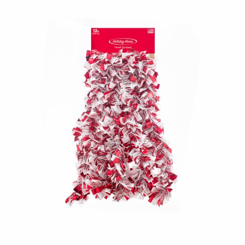 Holiday Home Tinsel Garland - Red/White Perspective: front