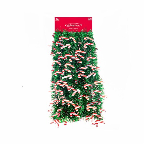 Holiday Home Candy Canes Tinsel Garland Perspective: front