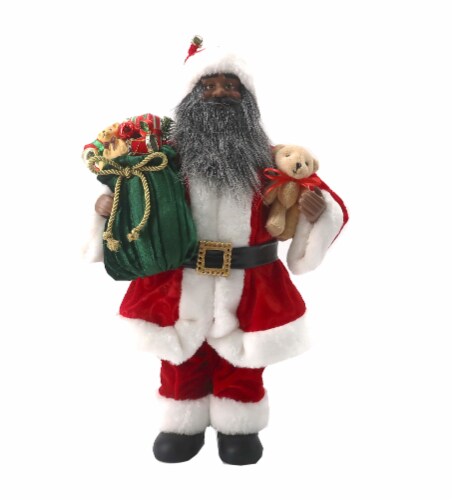 Holiday Home Red Coat Santa with Teddy Bear Perspective: front