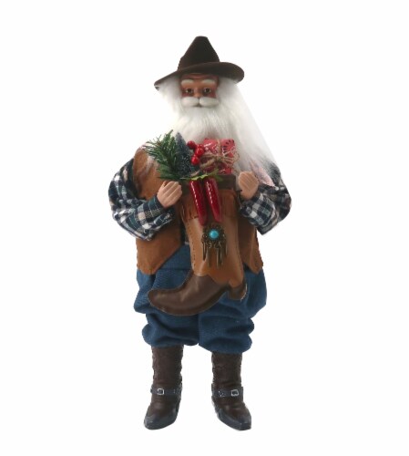 Holiday Home Cowboy Santa with Boot Stocking Perspective: front