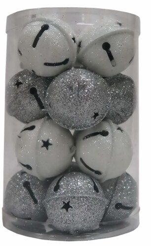 Holiday Home Large Glittery Bells - Silver/White Perspective: front