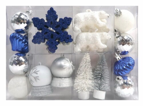 Holiday Home Mini Ornament Set - Blue/Silver Perspective: front