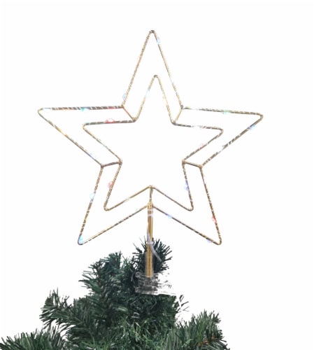 Holiday Home LED Multi Twinkling Wire Star Tree Topper - Silver Perspective: front