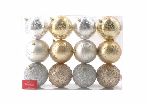 Holiday Home 100 mm Shatterproof Ornament Set - Gold/Silver Perspective: front