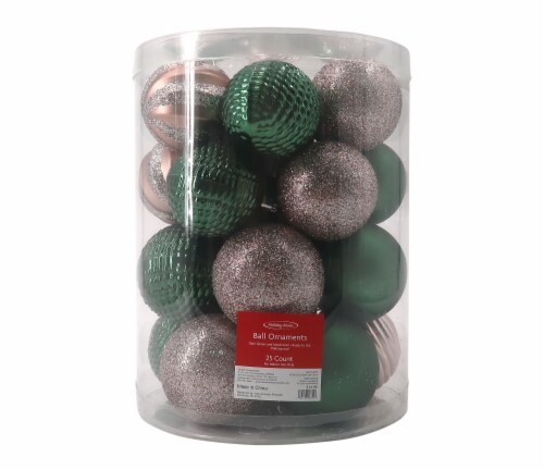 Holiday Home Shatterproof Ornaments - Dark Green/Mushroom Perspective: front