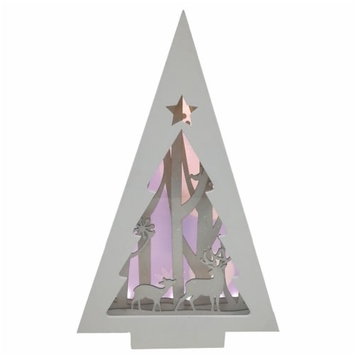 Holiday Home Illuminated Wood Tree Perspective: front