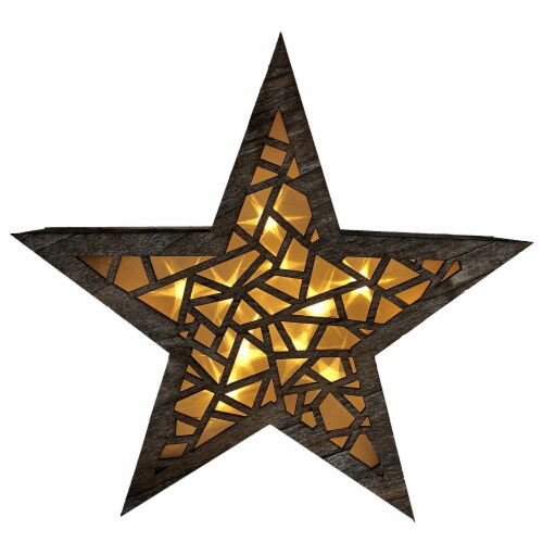 Holiday Home Illuminated Wood Weave Star Perspective: front