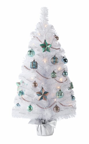 Holiday Home Shatterproof Miniature White Tree and Ornaments Set -  Blue/Green, 29 pc - Kroger