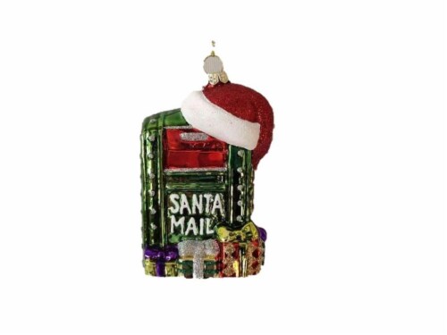 Holiday Home Santa Mailbox Ornament Perspective: front