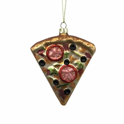 Holiday Home Pizza Slice Christmas Ornament Perspective: front