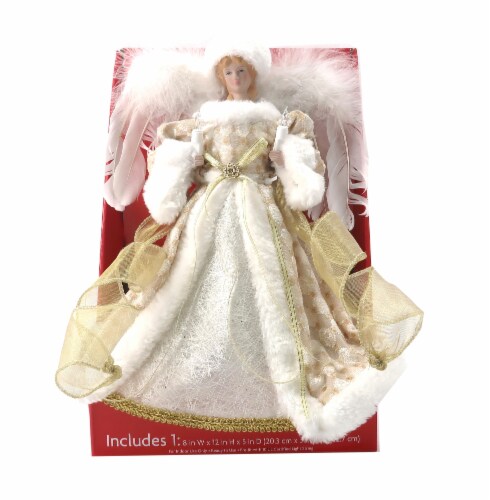 Holiday Home Lighted Angel Tree Topper - Gold Perspective: front