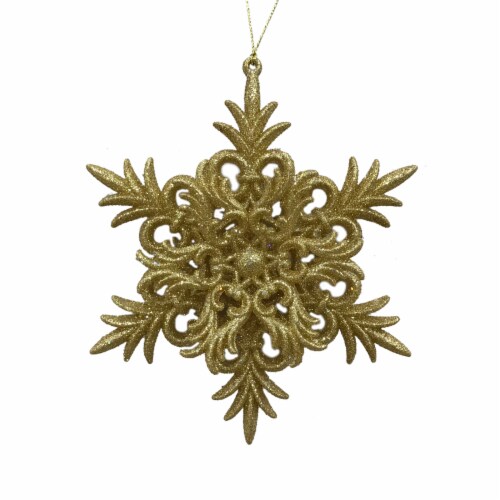 Holiday Home Gold Snowflake Ornament Perspective: front