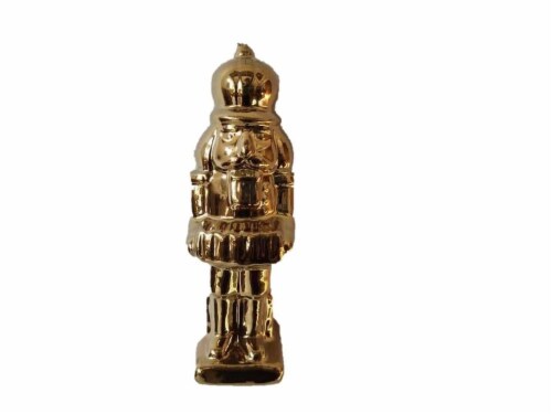 Holiday Home Porcelain Nutcracker Ornament - Gold Perspective: front