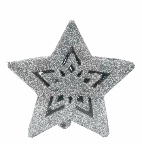 Holiday Home Glitter Star Ornaments - Silver Perspective: front