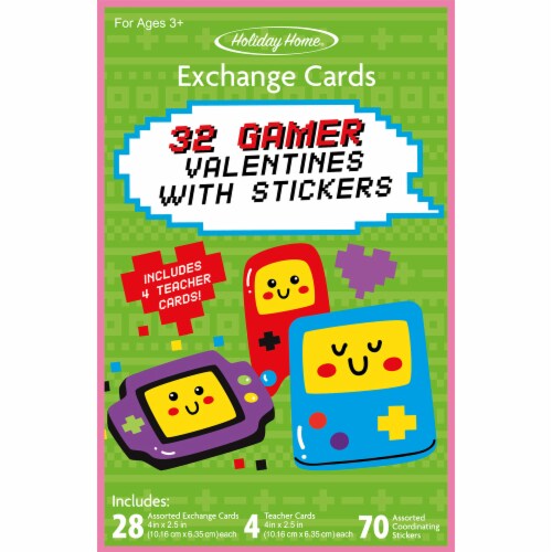 Holiday Home® Gamer Valentine Exchange Cards with Stickers Perspective: front