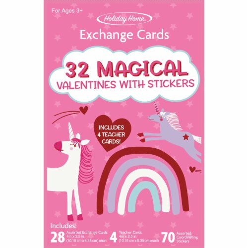 Holiday Home® Magical Valentine Exchange Cards with Stickers Perspective: front