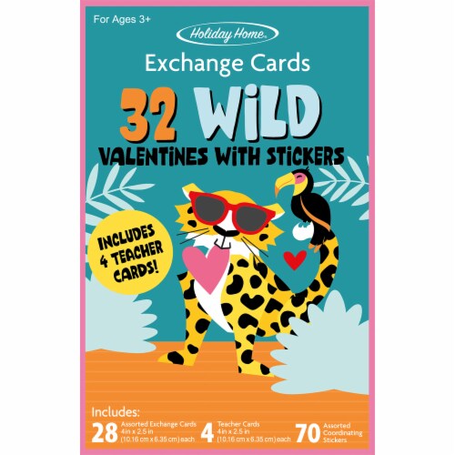 Holiday Home® Wild Animals Valentines with Stickers Perspective: front
