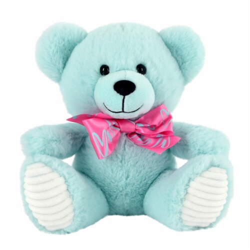 Holiday Home Blue Bear with Bow Plush Toy Perspective: front