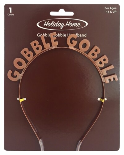 Holiday Home Thanksgiving Gobble Gobble Metal Headband - Brown Perspective: front