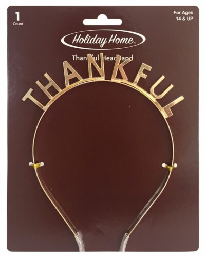 Holiday Home® Thanksgiving Thankful Metal Headband - Gold Perspective: front